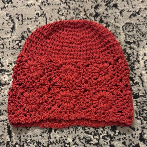 Elegant Red Crochet Beanie - Picture 4 of 5